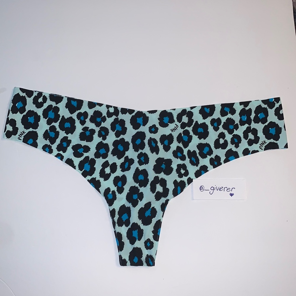 Seamless Blue Leopard Pink Thong Large Victoria’s